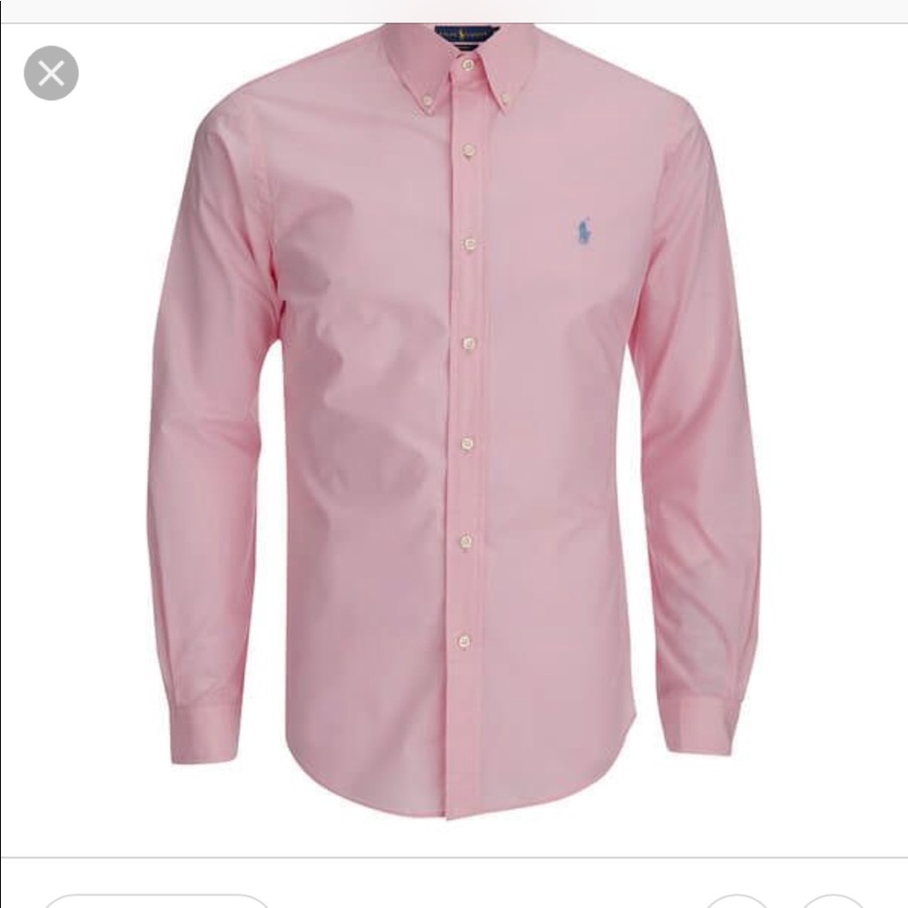Mens polo pink button down